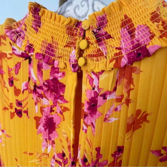 Nanette Lepore High Neck Gold Floral Midi Dress Size 8 NWT - Picture 2 of 7